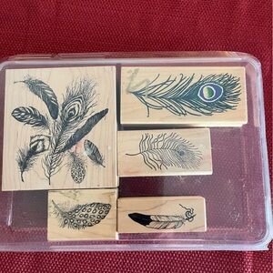 Feather Design Wooden Stamps Set